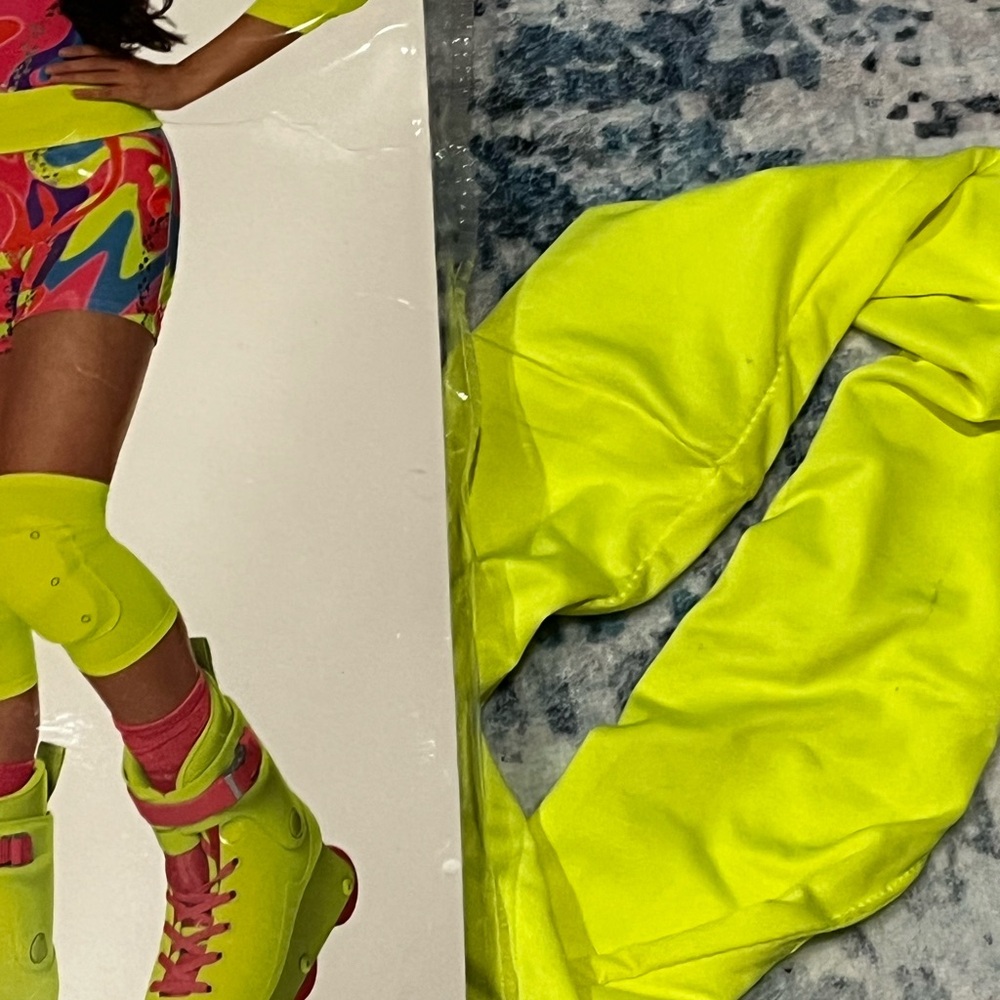 Kids Costume Barbie Skating Ensemble with Neon Pink and Yellow - Picture 6 of 7